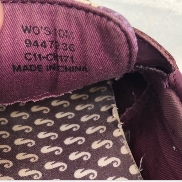 Sperry plum and cream snake print sequin boat shoes 10 - Picture 7 of 7